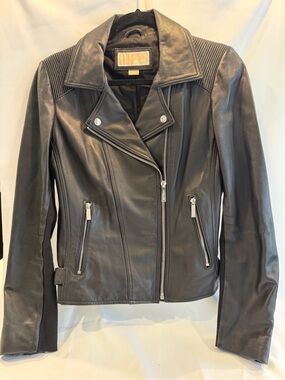 MICHAEL Michael Kors – Asymmetric Zip Moto Leather Jacket M